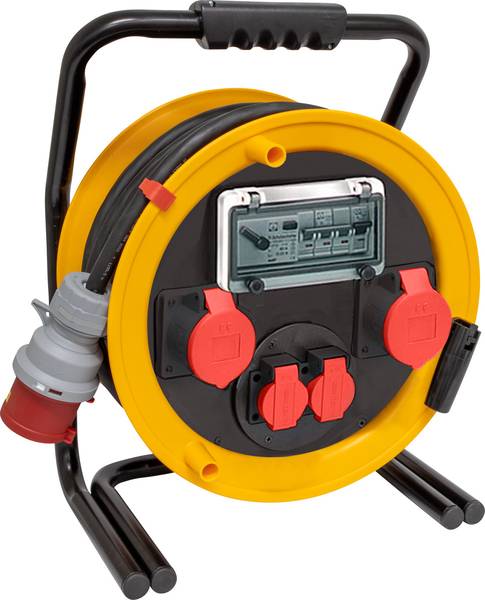 brennenstuhl Brobusta 380 CEE-Kabelrolle für Ausseneinsatz, 2x Steckdose T25, 2x CEE Steckdose, CEE Stecker, 25m H07RN-F 5G4,0, <br>