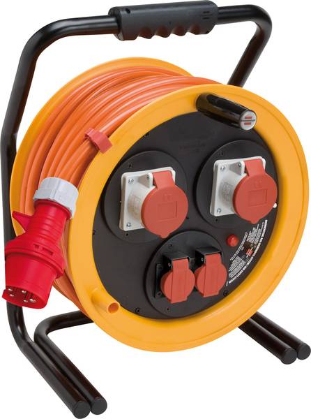 brennenstuhl Brobusta 380 CEE-Kalbelrolle für Ausseneinsatz, 2x Steckdose T25, 2x CEE Steckdosen, CEE Stecker, 40m AT-N07V3V3-F <br>
