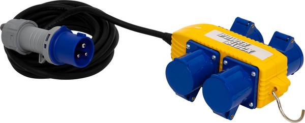 brennenstuhl CEE Stromverteiler, 4x CEE-Steckdosen 230V/16A, CEE-Stecker 230V/16A, Kabel 5m H07RN-F 3G2,5 schwarz<br>