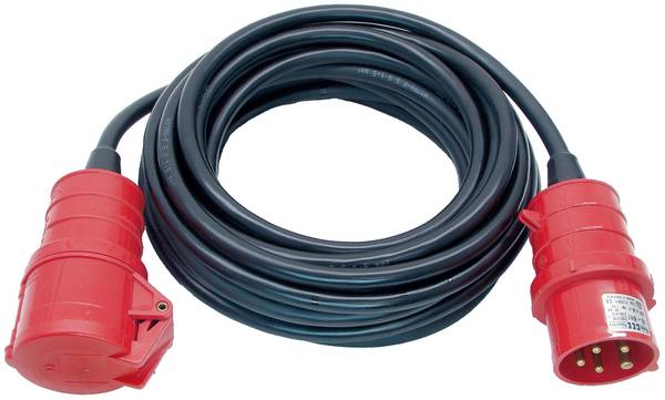 brennenstuhl CEE Verlängerungskabel (Gummi-Kabel), CEE-Kupplung und CEE-Stecker 400V/16A, Kabel 50m H07RN-F 5G2,5 schwarz<br>