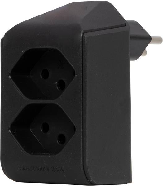 brennenstuhl cleverLINE Abzweigstecker 2-fach schwarz, drehbar bis 300° mit Aufhänger *CH*<br>
