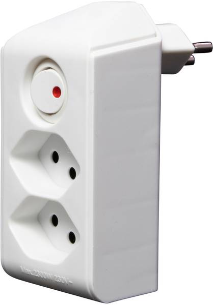 brennenstuhl cleverLINE Abzweigstecker 2-fach weiss mit Schalter, drehbar bis 300° mit Aufhänger *CH*<br>