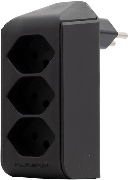 brennenstuhl cleverLINE Abzweigstecker 3-fach schwarz, drehbar bis 300° mit Aufhänger *CH*<br>