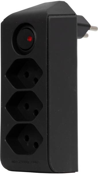 brennenstuhl cleverLINE Abzweigstecker 3-fach schwarz mit Schalter, drehbar bis 300° mit Aufhänger *CH*<br>
