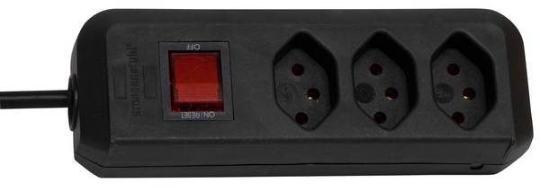 brennenstuhl cleverLINE Steckdosenleiste 3-fach schwarz 1,5m H05VV-F 3G1,0 mit Schalter *CH*<br>