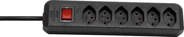 brennenstuhl cleverLINE Steckdosenleiste 6-fach schwarz 2m H05VV-F 3G1,0 mit Schalter *CH*<br>