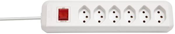 brennenstuhl cleverLINE Steckdosenleiste 6-fach weiss 2m H05VV-F 3G1,0 mit Schalter *CH*<br>