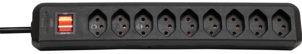 brennenstuhl cleverLINE Steckdosenleiste 9-fach schwarz 2m H05VV-F 3G1,0 mit Schalter *CH*<br>