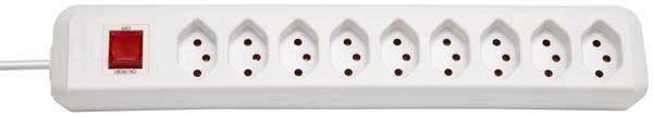brennenstuhl cleverLINE Steckdosenleiste 9-fach weiss 2m H05VV-F 3G1,0 mit Schalter *CH*<br>