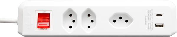 brennenstuhl cleverLINE Steckdosenleiste mit Schalter 2+1-fach weiss, mit USB Typ-A und USB Typ-C, 2m H05VV-F 3G1.0 *CH*<br>