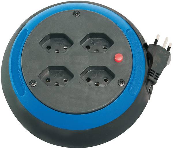 brennenstuhl Design-Kabelbox, 4-fach schwarz/blau, Kabel 4m H05VV-F 3G1,0 *CH*<br>