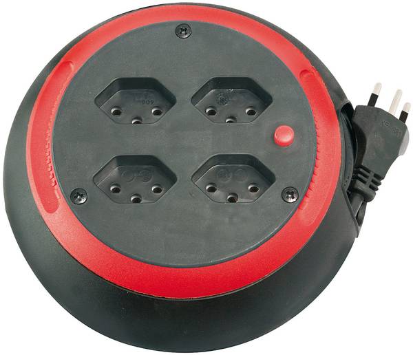 brennenstuhl Design-Kabelbox, 4-fach schwarz/karminrot, Kabel 4m H05VV-F 3G1,0 *CH*<br>