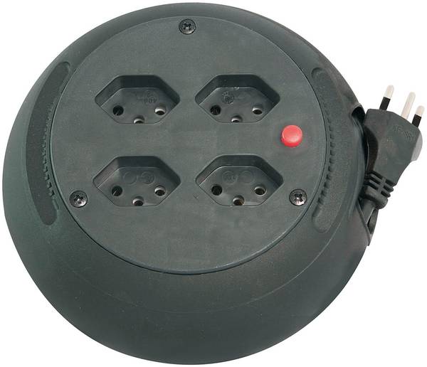 brennenstuhl Design-Kabelbox, 4-fach schwarz/schwarz, Kabel 4m H05VV-F 3G1,0 *CH*<br>
