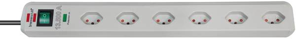 brennenstuhl Eco-Line 13.500A Überspannungsschutz-Steckdosenleiste 6-fach lichtgrau 1,5m H05VV-F 3G1,0 *CH*<br>