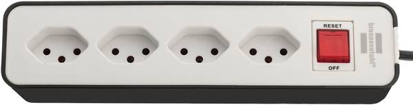 brennenstuhl Ecolor Steckdosenleiste 4fach schwarz/weiss 1,5m H05VV-F 3G1,0 mit Schalter *CH*<br>