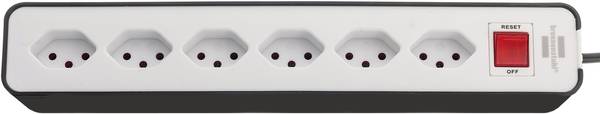 brennenstuhl Ecolor Steckdosenleiste 6-fach schwarz/weiss 1,5m H05VV-F 3G1,0 mit Schalter *CH*<br>