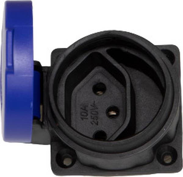 brennenstuhl Einbaudose T13, 230V/10A, mit Klappdeckel, blau/schwarz, IP55<br>