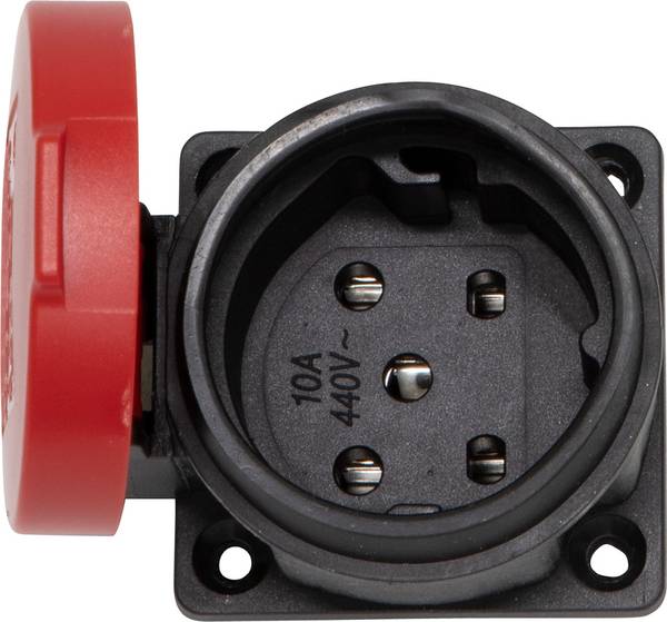 brennenstuhl Einbaudose T15, 400V/10A, mit Klappdeckel, rot/schwarz, IP55<br>