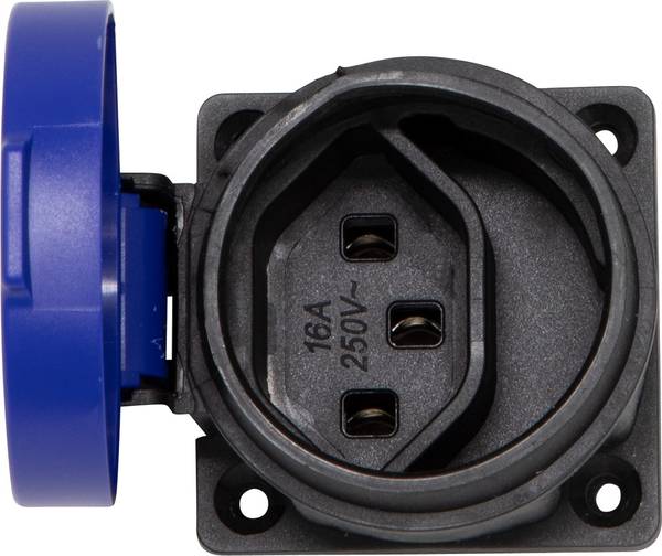 brennenstuhl Einbaudose T23, 230V/16A, mit Klappdeckel, blau/schwarz, IP55<br>