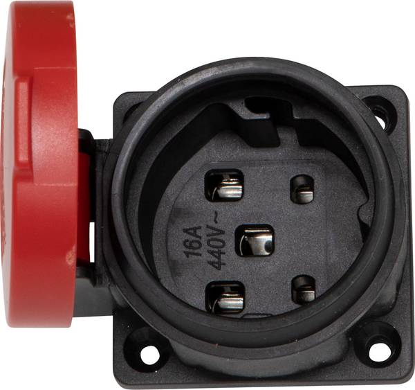 brennenstuhl Einbaudose Typ25, 400V/16A, mit Klappdeckel, rot/schwarz, IP55<br>
