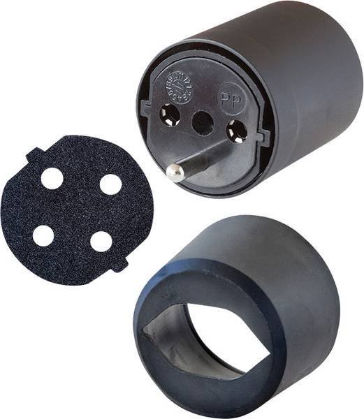 brennenstuhl Fix-Adapter Set DE-CH schwarz 3-polig inkl. Moosgummi + Kappe<br>