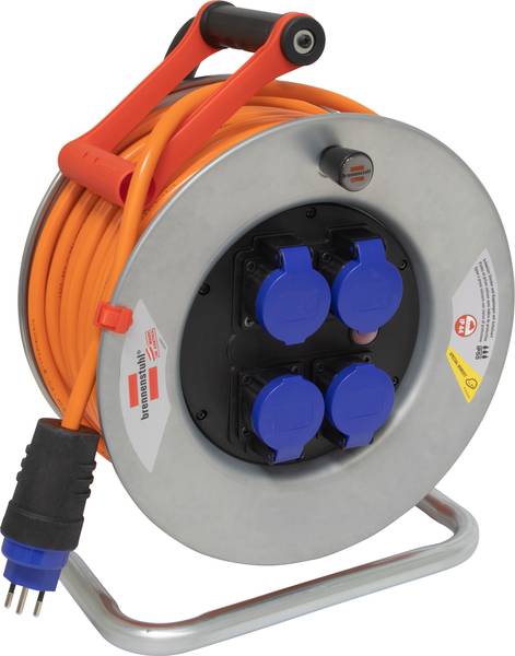 brennenstuhl Garant SK 320 Kabelrolle, 4x Steckdose T13, Stecker T13, 50m AT-N07V3V3-F 3G2,5 orange, CH Stecksystem IP55<br>