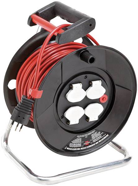 brennenstuhl Garant ST 240 Kabelrolle, 4x Steckdose T13, Stecker T12, 25m H05VV-F 3G1,0 rot<br>
