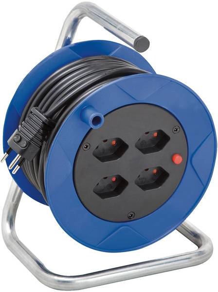 brennenstuhl Kompakt ST 180 Kabelrolle, 4x Steckdose T13, Stecker  T12, 15m H05VV-F 3G1,0 schwarz, 32 Stück/Palette<br>