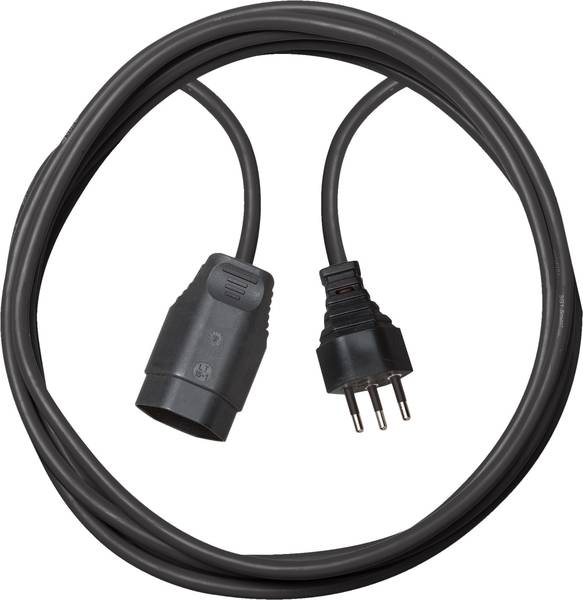 brennenstuhl Kunststoff Verlängerungskabel, T12 Stecker, T13 Kupplung, Kabel 5m H05VV-F 3G1,5 schwarz *CH*<br>