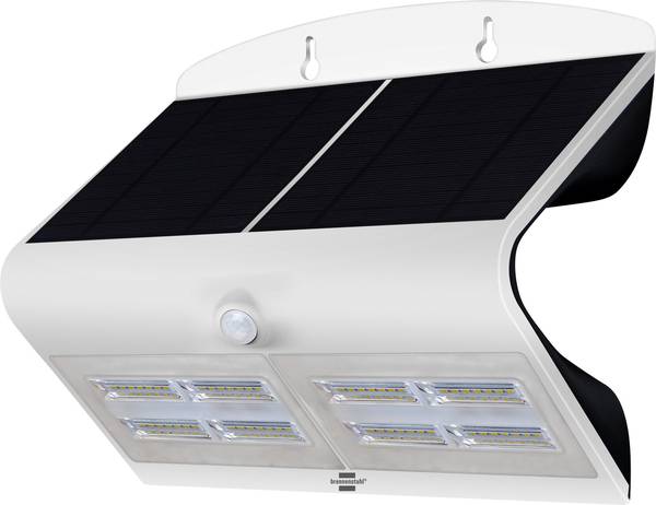 brennenstuhl LED Solarwandleuchte mit Sensor SOL WAVE 800, mit Dämmerungssensor und Bewegungsmelder, IP65, 6,8W, 800lm, weiss/sc<br>