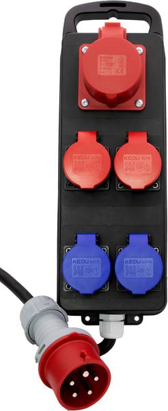 brennenstuhl Portabler Stromverteiler BSV P CEE 400V/16A, 1x CEE Steckdose, 2x T25 + 2x T23 Steckdosen, CEE Stecker, Kabel 2m H0<br>