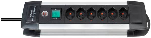 brennenstuhl Premium-Alu-Line Steckdosenleiste 6-fach 3m H05VV-F 3G1,5 *CH*<br>