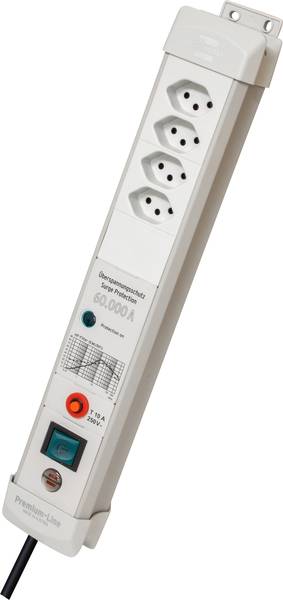 brennenstuhl Premium-Line 60.000A Überspannungsschutz-Steckdosenleiste 4-fach lichtgrau 1,8m H05VV-F 3G1,0 *CH*<br>