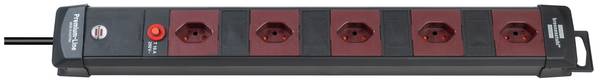 brennenstuhl Premium-Line Technik Steckdosenleiste 5-fach schwarz/bordeaux 3m H05VV-F 3G1,5 *CH*<br>
