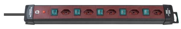 brennenstuhl Premium-Line Technik Steckdosenleiste 5-fach schwarz/bordeaux 3m H05VV-F 3G1,5 einzeln schaltbare Steckdosen *CH*<br>