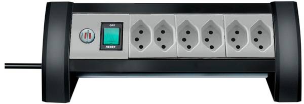 brennenstuhl Premium-Office-Line Steckdosenleiste 6-fach schwarz/lichtgrau 3m H05VV-F 3G1,5 *CH*<br>