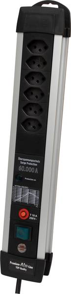 brennenstuhl Premium-Protect-Line 60.000A Überspannungsschutz-Steckdosenleiste 6-fach 3m H05VV-F 3G1,5 *CH*<br>