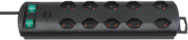 brennenstuhl Primera-Line Steckdosenleiste 10-fach schwarz 2m H05VV-F 3G1,0 5-fach schaltbare Steckdosen *CH*<br>