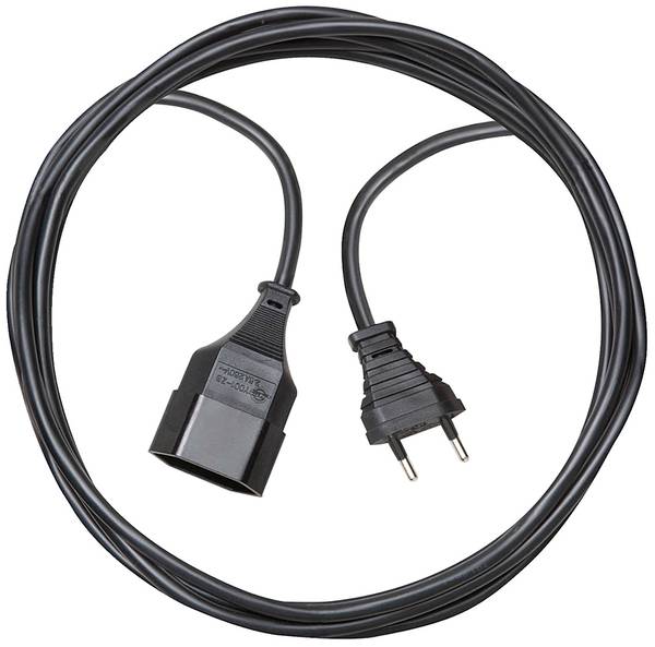 brennenstuhl Qualitäts-Kunststoff-Verlängerungskabel, 2-polig 5m schwarz H05VV-F 2x1,0<br>