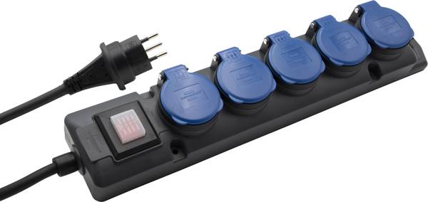 brennenstuhl Super-Solid Steckdosenverteiler 5x T13 Steckdosen, T13 Stecker, 5m H07RN-F 3G1,5 anthrazit/blau, IP55<br>