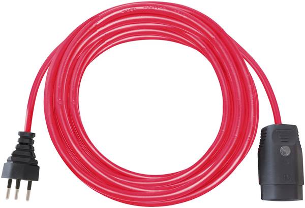 brennenstuhl Verlängerungskabel (Kunststoff-Kabel) mit Funktionsleuchte, T12 Stecker, T13 Kupplung, 10m Kabel H05VV-F 3G1,5 rot <br>