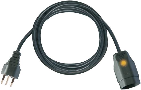 brennenstuhl Verlängerungskabel (Kunststoff-Kabel) mit Funktionsleuchte, T12 Stecker, T13 Kupplung, 3m Kabel H05VV-F 3G1,0 schwa<br>