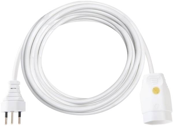 brennenstuhl Verlängerungskabel (Kunststoff-Kabel) mit Funktionsleuchte, T12 Stecker, T13 Kupplung, 3m Kabel H05VV-F 3G1,0 weiss<br>