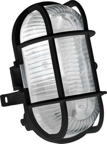 brennenstuhl Wand- und Deckenleuchte oval mit Kunststoffgitter schwarz IP44<br>