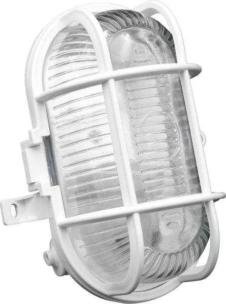 brennenstuhl Wand- und Deckenleuchte oval mit Kunststoffgitter weiss IP44<br>