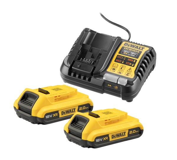 Dewalt DCB1104D2 Akku-Starterset, 2 x 18.0 V / 2.0 Ah und DCB1104<br>