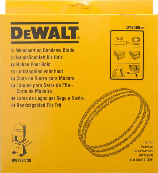 Dewalt DT8486 Bandsägeblatt, 2095 x 10 x 0,6 mm, 3,2 mm<br>