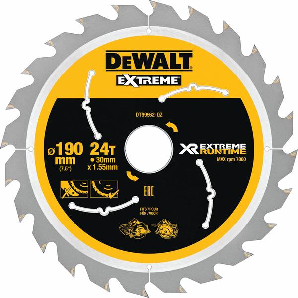 Dewalt DT99562 Kreissägeblatt, 190/30mm, 24WZ/FZ<br>
