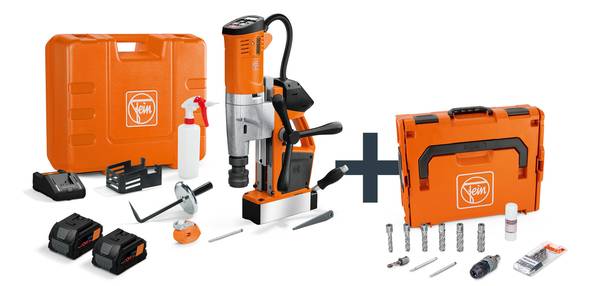 FEIN Akku-Universal-Magnet-Kernbohrmaschine bis 35 mm mit Anwenderset AKBU 35 PMQW 18 V AS Construction-Site 2x 8 Ah Set 3/4 in <br>
