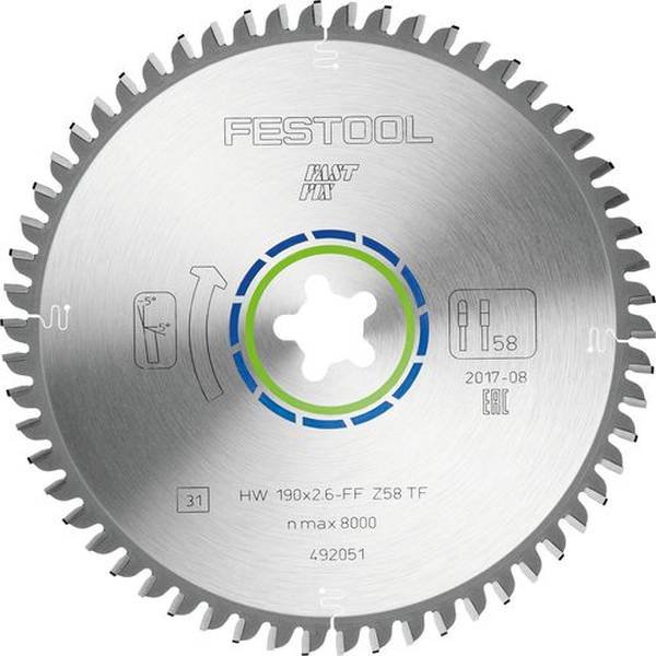 Festool Kreissägeblatt ALUMINIUM/PLASTICS HW 190x2,6 FF TF58<br>